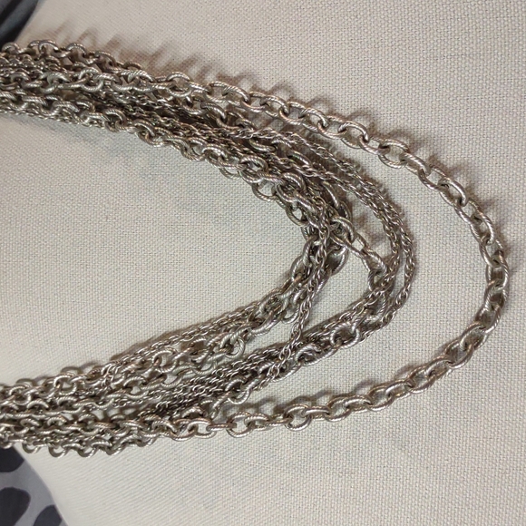 Muli Layered Silver Chain Link Necklace - Picture 4 of 5